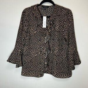 Investments Petites golden and black blouse petite large printed